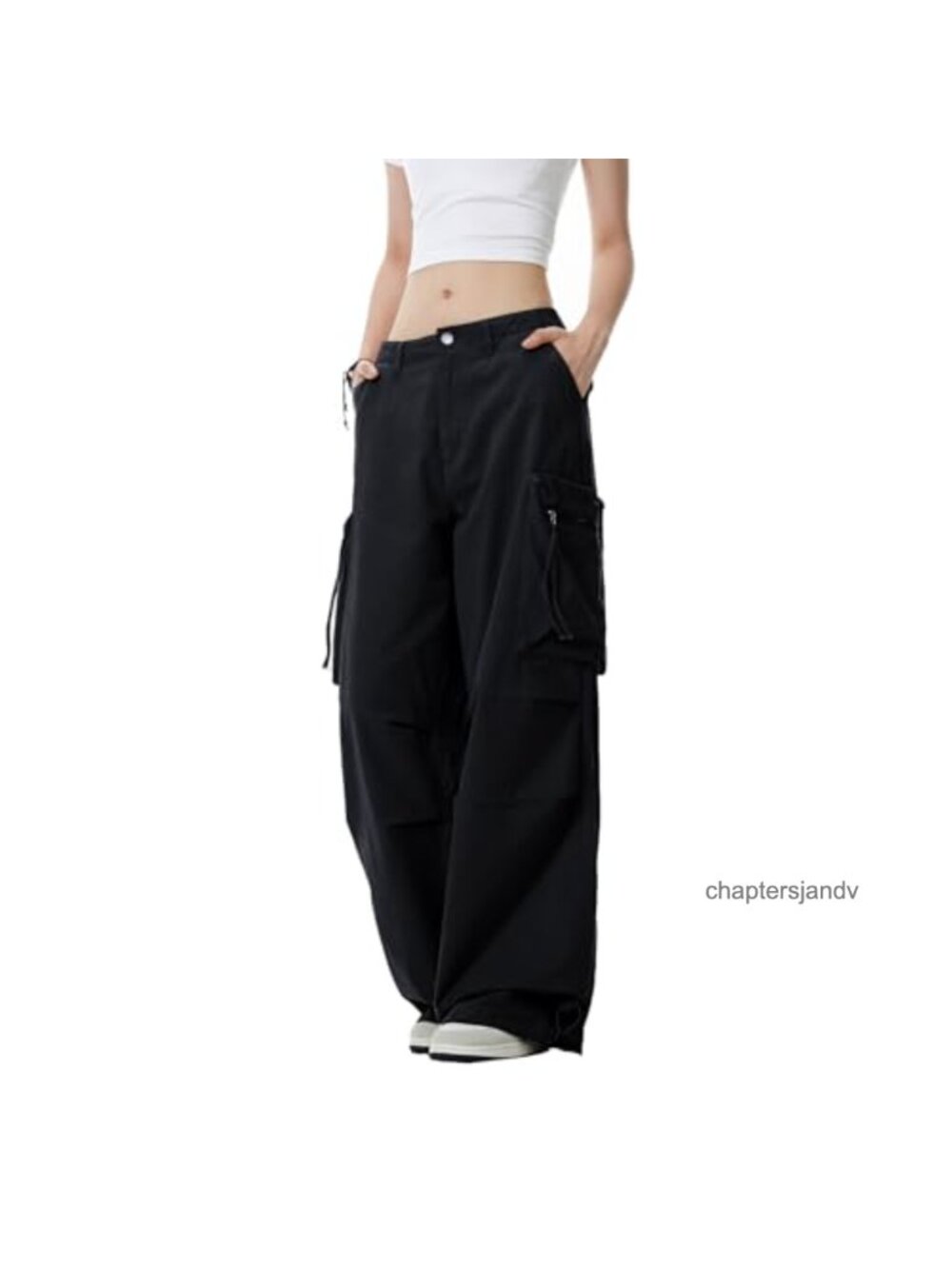 Womens Baggy Cargo Joggers Parachute Wide Leg Pants with Pockets Y2K